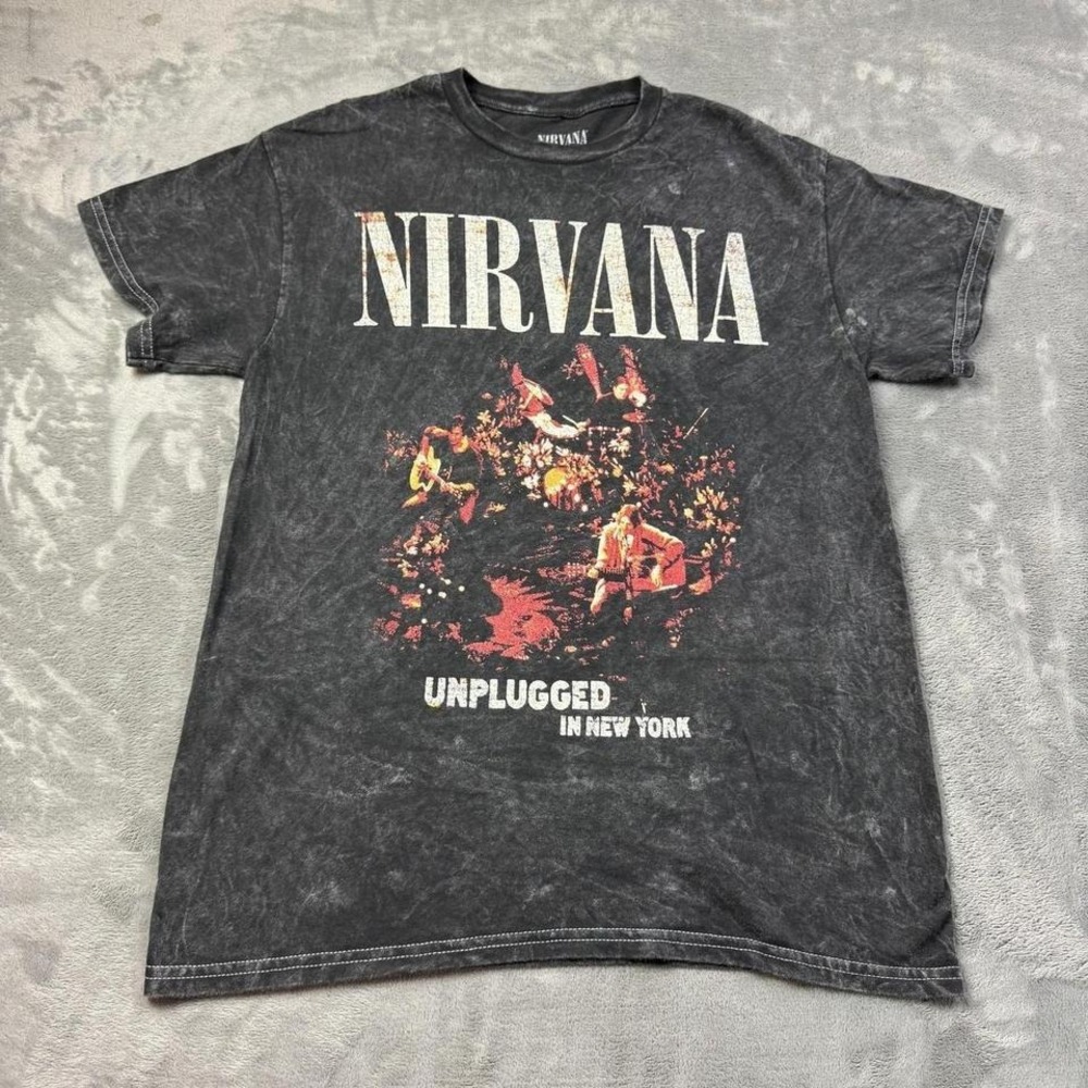 Nirvana Shirt Mens Medium Black Unplugged In New York Band Tee Grunge Rock Music